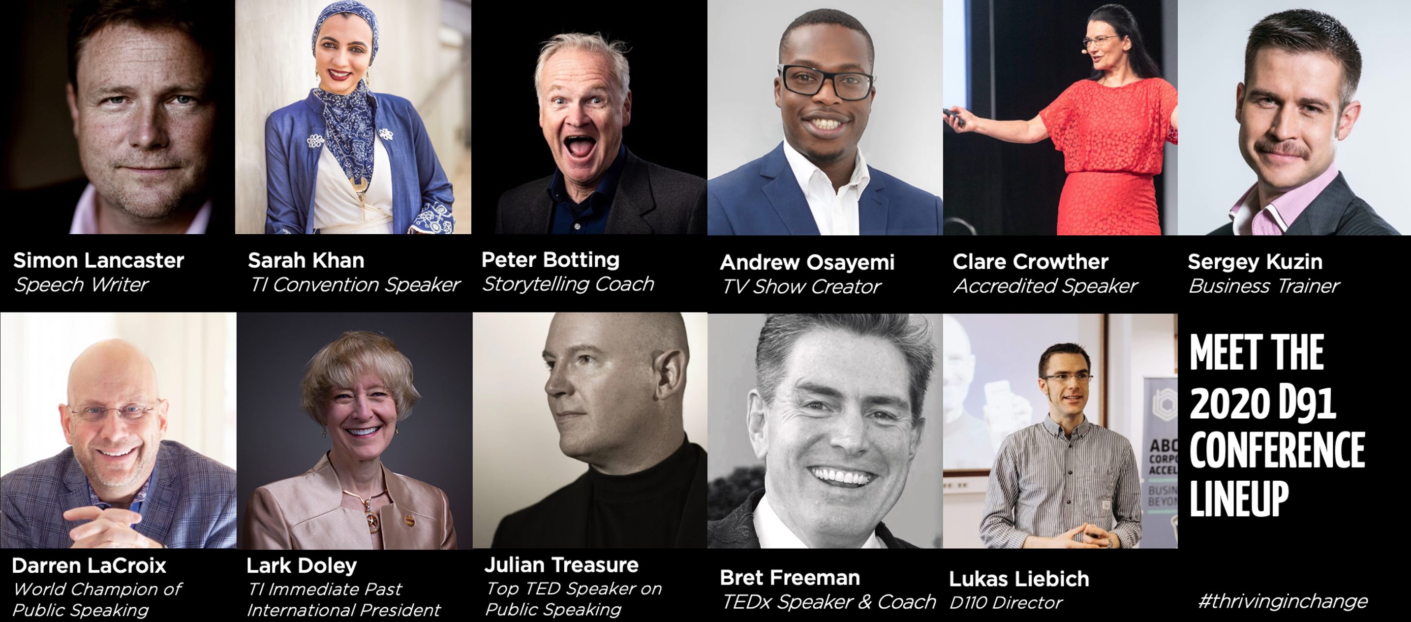 “Eleven headshots of people who spoke at a conference