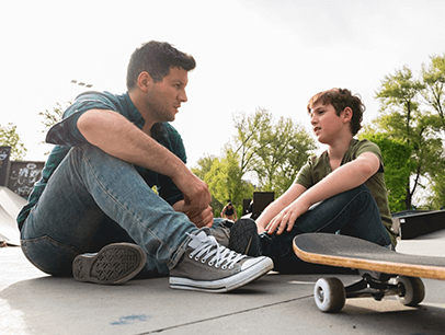 Father and son talking